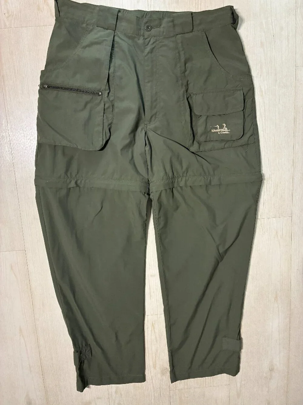Cabela's Guidewear Men's Large Convertible Cargo Pants Green Zip Off Fishing